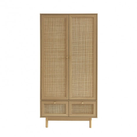 Armoire HELENA effet chêne et cannage rotin 90cm|Armoire|Baita Home