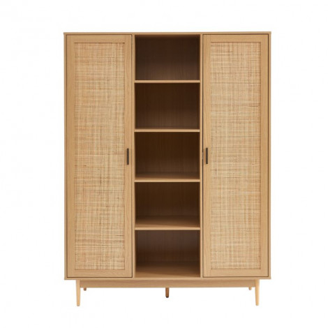 Armoire AMANA effet chêne et cannage rotin 2 portes h180 cm|Armoire|Baita Home