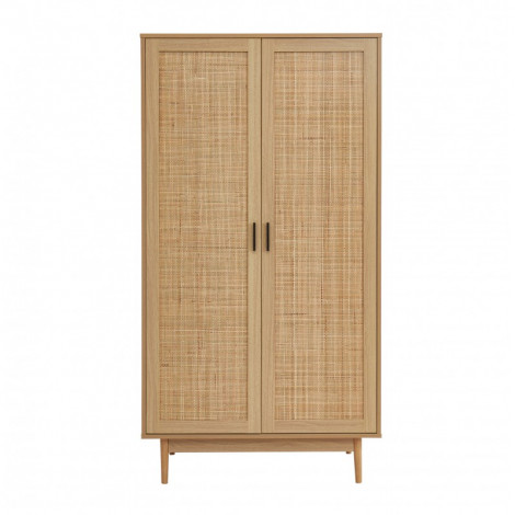 Armoire AMANA effet chêne et cannage rotin 2 portes h170cm|Armoire|Baita Home