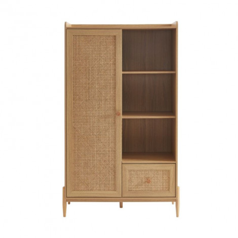 Armoire PABLO effet bois et cannage rotin 1 porte et 1 tiroir|Armoire|Baita Home