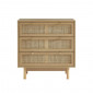 Commode HELENA effet chêne et cannage rotin 3 tiroirs|Commode|Baita Home