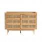 Commode LEON placage chêne et cannage rotin 6 tiroirs|Commode|Baita Home