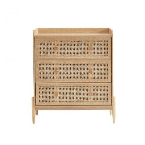 Commode PABLO cannage rotin et effet bois 3 tiroirs|Commode|Baita Home