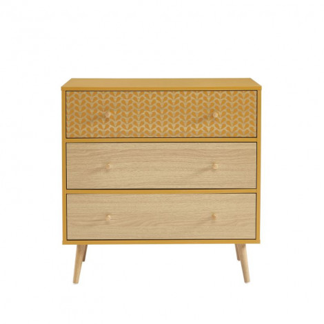 Commode CAPUCINE ocre et effet chêne 3 tiroirs 78cm|Commode|Baita Home