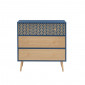 Commode CAPUCINE bleu pétrole et effet chêne 3 tiroirs 78cm|Commode|Baita Home