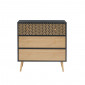 Commode CAPUCINE noir et effet chêne 3 tiroirs 78cm|Commode|Baita Home