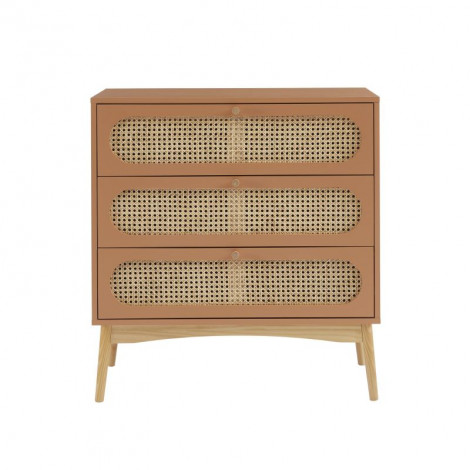 Commode SIXTINE terracotta et cannage rotin 3 tiroirs|Commode|Baita Home