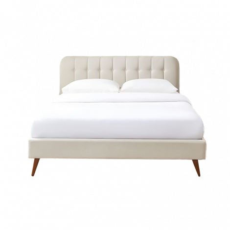 Lit double ANDRE velours beige sable 160x200 sommier inclus|Lit Adulte|Baita Home
