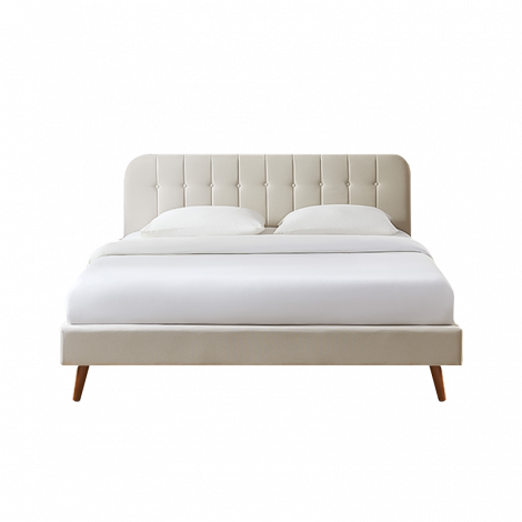 Lit double ANDRE velours beige sable 180x200 sommier inclus|Lit Adulte|Baita Home