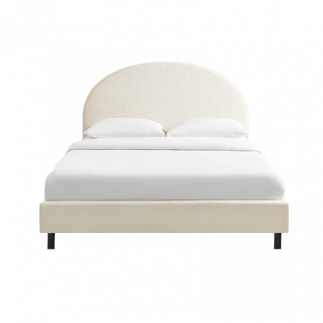 Lit double OLAF tissu bouclette écru 160x200 sommier inclus|Lit Adulte|Baita Home