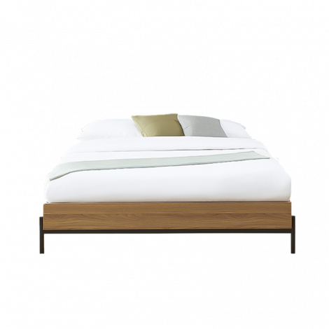 Cadre de lit GEOMA effet chêne foncé 140x190 sommier inclus|Lit Adulte|Baita Home