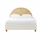 Lit coffre TSUKI bouclette écru et cannage sommier 140x190 inclus|Lit Adulte|Baita Home