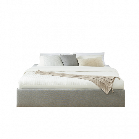 Lit coffre SAKURA tissu gris chiné 180x200 sommier inclus|Lit Adulte|Baita Home