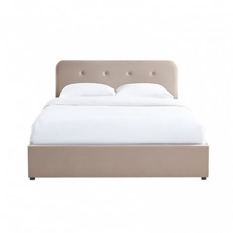 Lit coffre KNUT velours beige sable 160x200 sommier inclus|Lit Adulte|Baita Home
