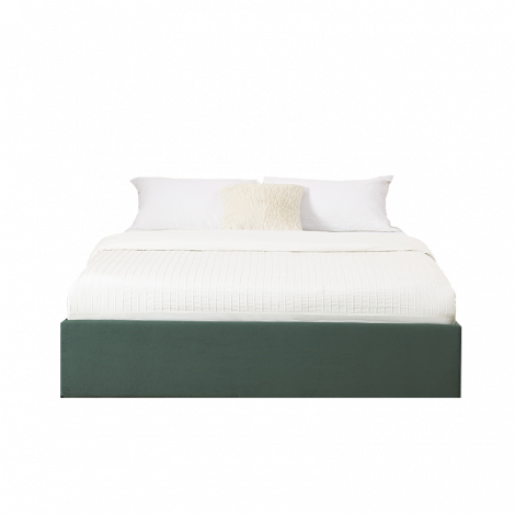 Lit coffre SAKURA velours vert forêt 160x200 sommier inclus|Lit Adulte|Baita Home
