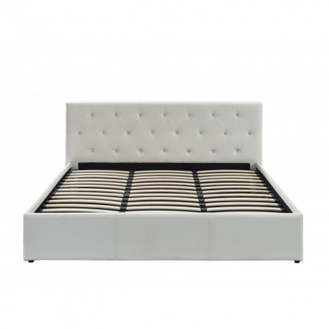 Lit coffre BAHIA simili blanc 180x200 sommier inclus|Lit Adulte|Baita Home