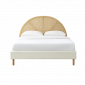 Lit double TSUKI 160x200 tissu bouclette écru et cannage rotin|Lit Adulte|Baita Home