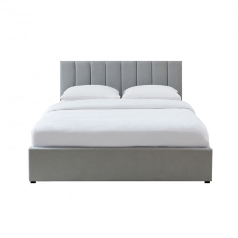 Lit coffre MARIUS tissu gris clair 160x200 sommier inclus|Lit Adulte|Baita Home