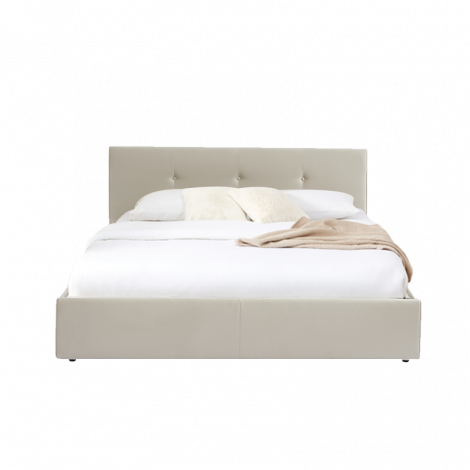 Lit coffre SEGURO velours beige crème 180x200 sommier inclus|Lit Adulte|Baita Home