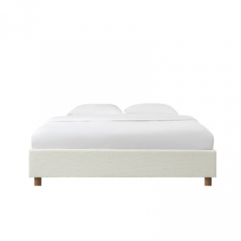Lit coffre KORALL tissu bouclettes écru 180x200 sommier inclus|Lit Adulte|Baita Home