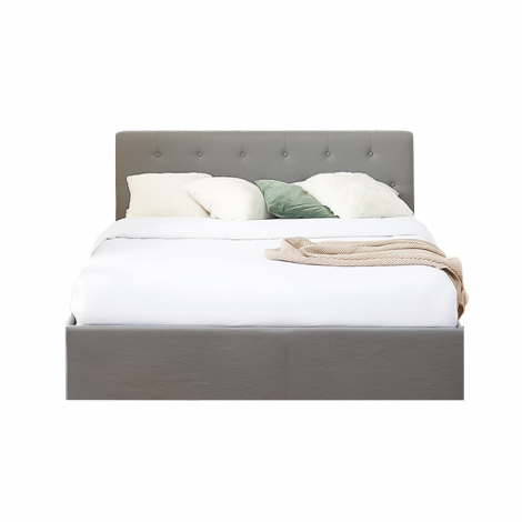 Lit coffre BAHIA tissu gris 140x190 sommier inclus|Lit Adulte|Baita Home