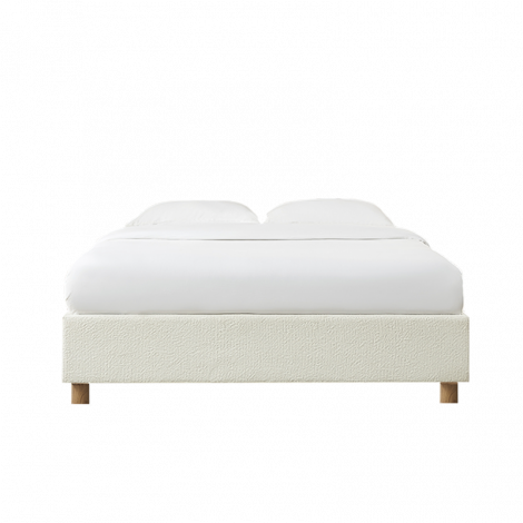 Lit coffre KORALL tissu bouclettes écru 160x200 sommier|Lit Adulte|Baita Home