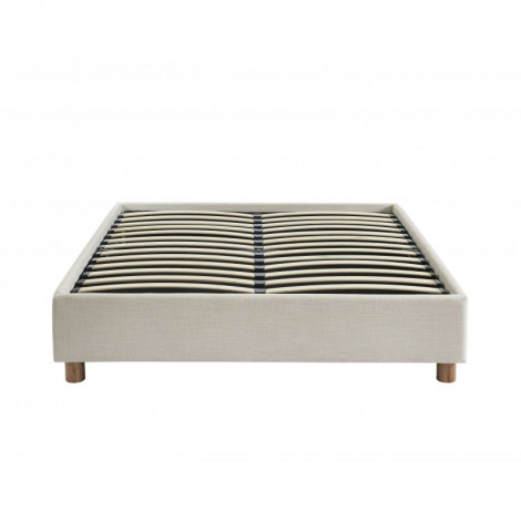 Lit coffre KORALL tissu beige lin 140x190 sommier inclus|Lit Adulte|Baita Home