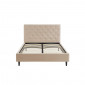 Lit double HUBERT velours beige sommier 140x190 cm inclus|Lit Adulte|Baita Home