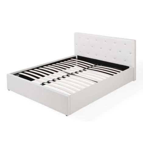 Lit coffre BAHIA simili blanc 140x190 sommier inclus|Lit Adulte|Baita Home
