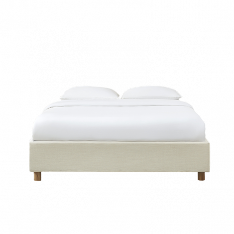 Lit coffre KORALL tissu bouclettes écru 140x190 sommier inclus|Lit Adulte|Baita Home