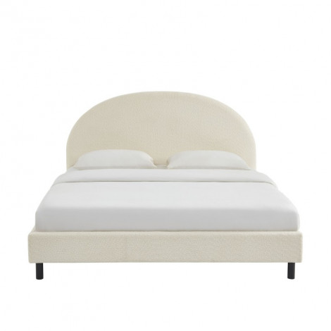 Lit double OLAF tissu bouclette écru 180x200 sommier inclus|Lit Adulte|Baita Home
