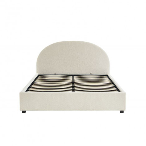 Lit coffre OLAF tissu bouclettes écru 160x200 sommier inclus|Lit Adulte|Baita Home