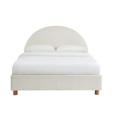 Lit coffre TAIJO velours cotelé écru 140x190 sommier inclus|Lit Adulte|Baita Home