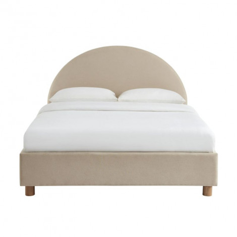 Lit coffre TAIJO velours beige sable 140x190 sommier inclus|Lit Adulte|Baita Home