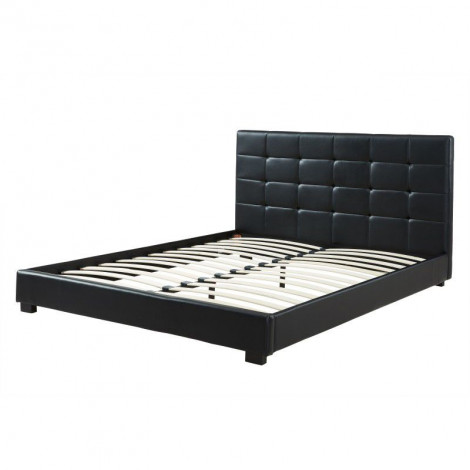 Lit AMSTERDAM simili noir 140x190 sommier inclus|Lit Adulte|Baita Home