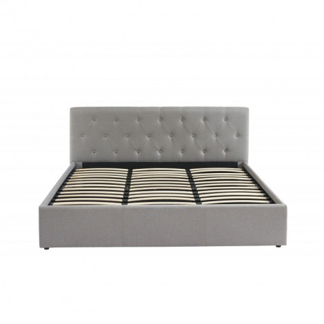 Lit coffre BAHIA tissu gris 180x200 sommier inclus|Lit Adulte|Baita Home