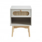 Table de chevet SIXTINE gris perle et cannage rotin 40cm|Chevet|Baita Home