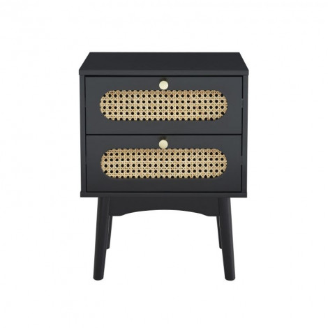 Table de chevet ANATOLE noir et cannage rotin|Chevet|Baita Home