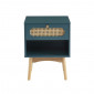 Table de chevet SIXTINE bleu canard et cannage rotin 40cm|Chevet|Baita Home