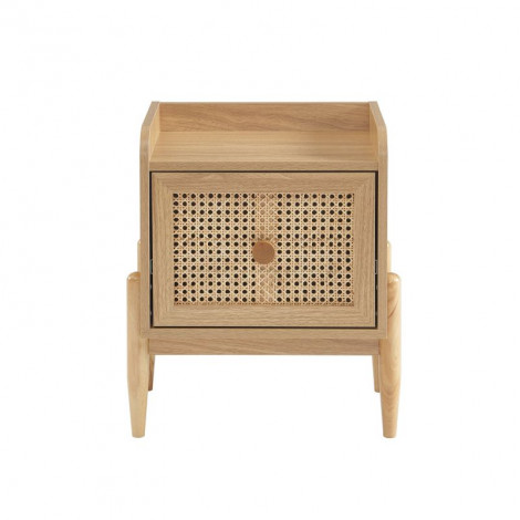 Table de chevet PABLO cannage rotin et effet bois 1 tiroir|Chevet|Baita Home
