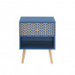 Table de chevet CAPUCINE bleu pétrole et effet chêne 40cm|Chevet|Baita Home