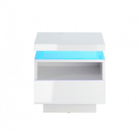 Table de chevet à LED COSMOS Laqué blanc brillant 40cm|Chevet|Baita Home