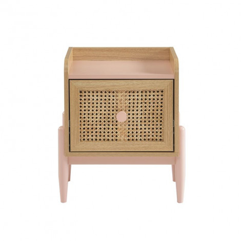 Table de chevet PABLO rose et cannage rotin 1 tiroir|Chevet|Baita Home