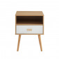 Table de chevet ULOS blanc et effet chêne 1 tiroir 40cm|Chevet|Baita Home