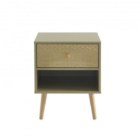 Table de chevet CAPUCINE vert olive et effet chêne 40cm|Chevet|Baita Home