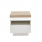 Table de chevet à led COSMOS laqué blanc et effet chêne 1 tiroir|Chevet|Baita Home