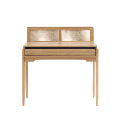 Bureau PABLO cannage rotin et effet bois 1 tiroir|Bureau|Baita Home