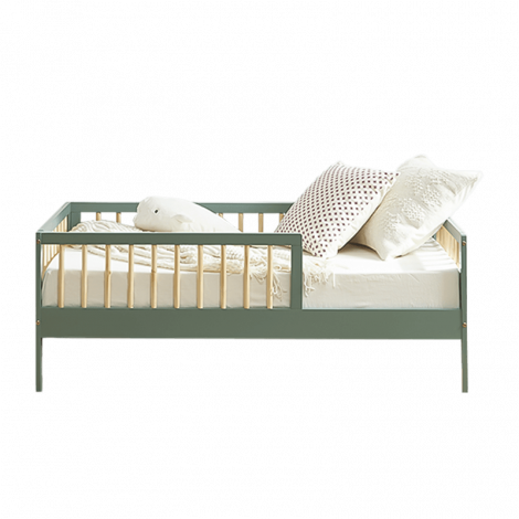 Lit enfant LOU pin massif vert 70x140 sommier inclus|Lit|Baita Home