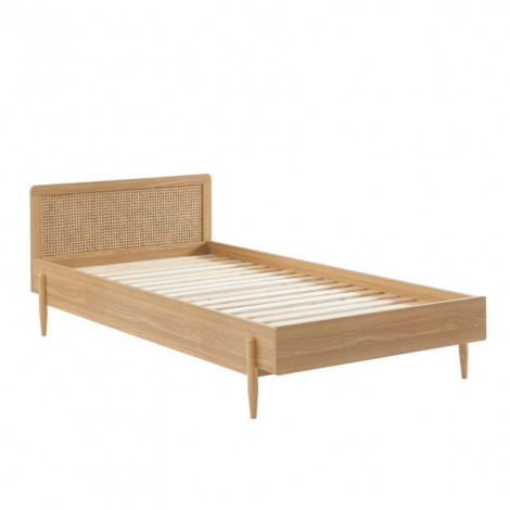 Lit enfant PABLO cannage rotin et effet bois 90x190 sommier inclus|Lit|Baita Home