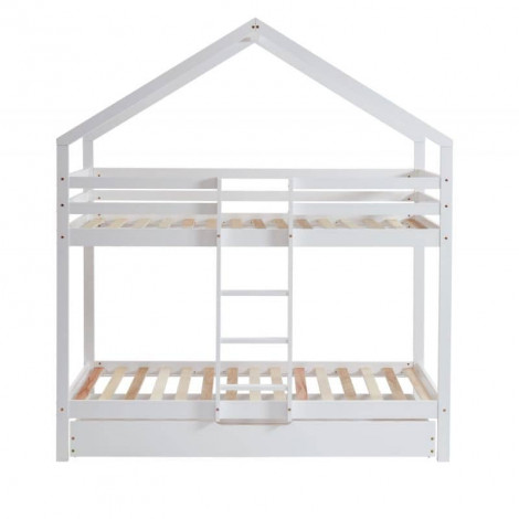 Lit cabane superposé TINY pin blanc 90x190 sommier inclus|Lit|Baita Home
